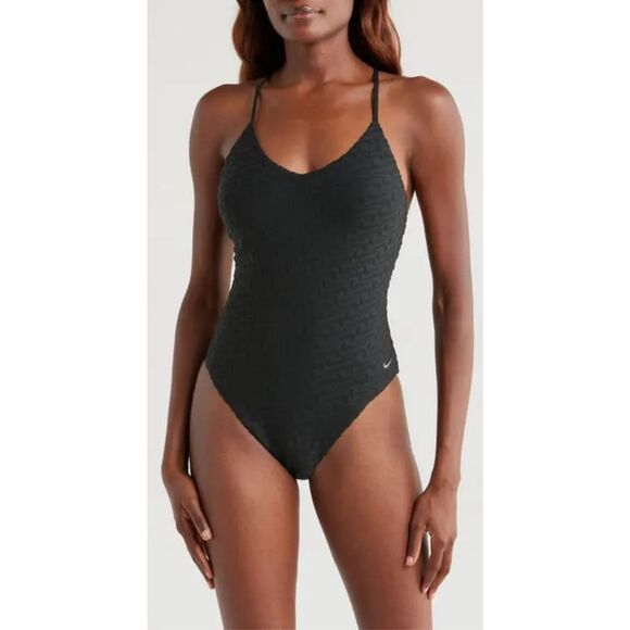 NWT- Nike Terrycloth Embossed Swoosh One-Piece Swimsuit- size Small - Picture 1 of 14